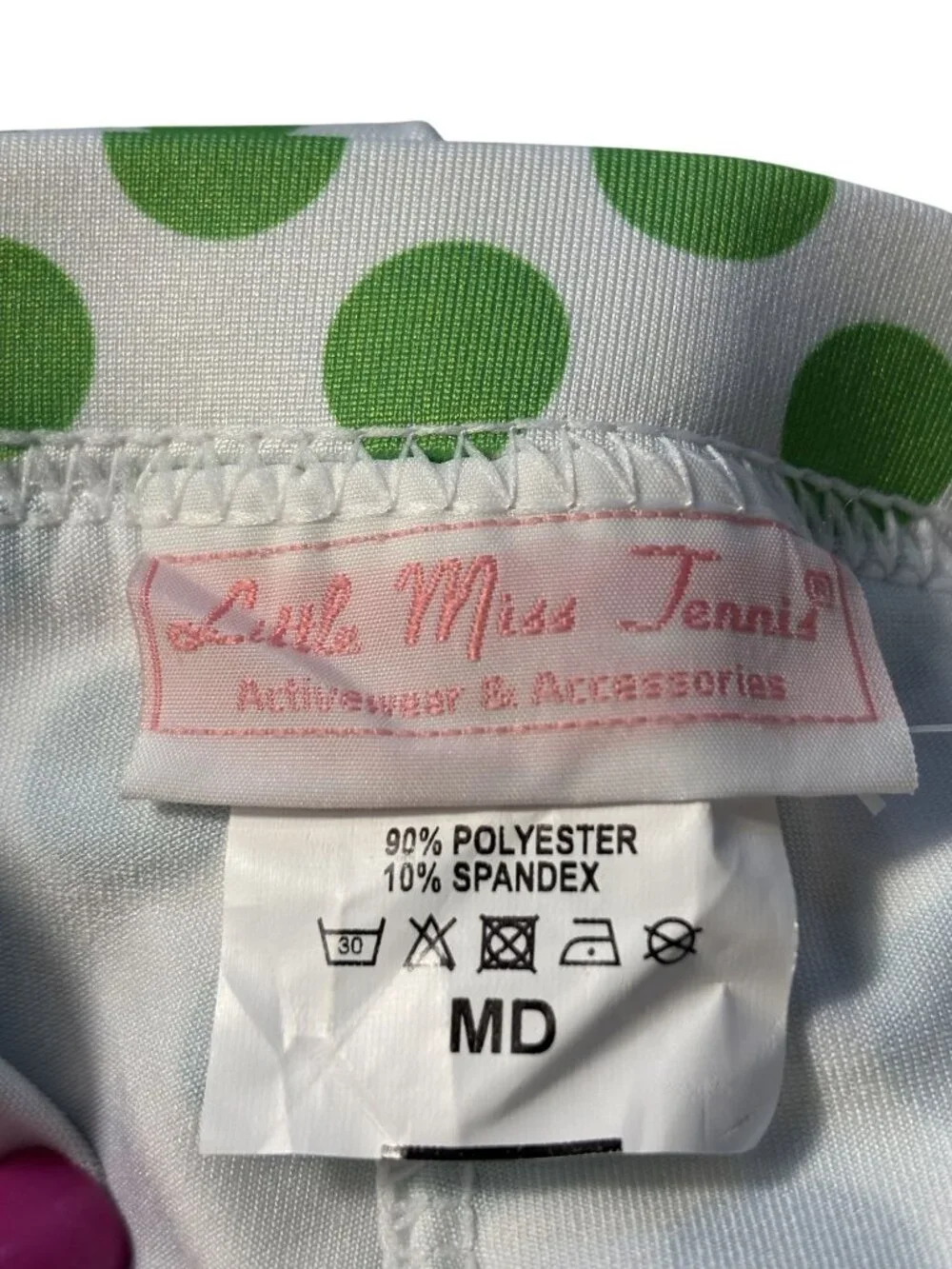 Green Polka Dot Ruffle Skort & Sleeveless Collared Top Tennis Set - Youth Medium - Picture 13 of 14